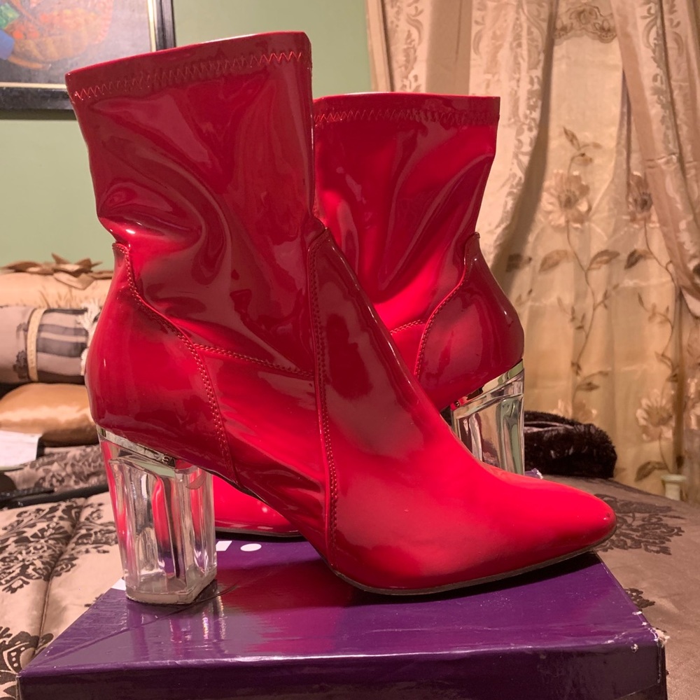 Red Perspex clear heels